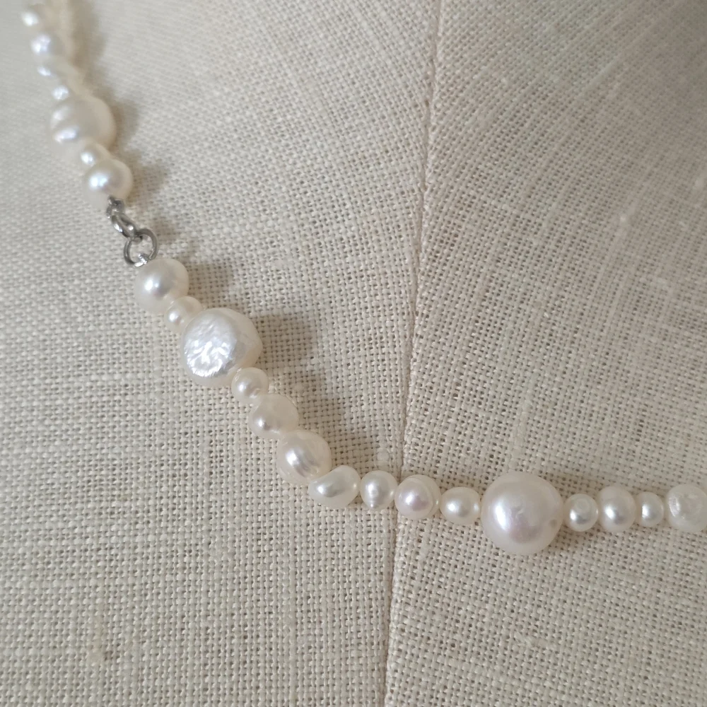Vintage Baroque Pearl Necklace 925 Sterling Silver Signed CGI CN
